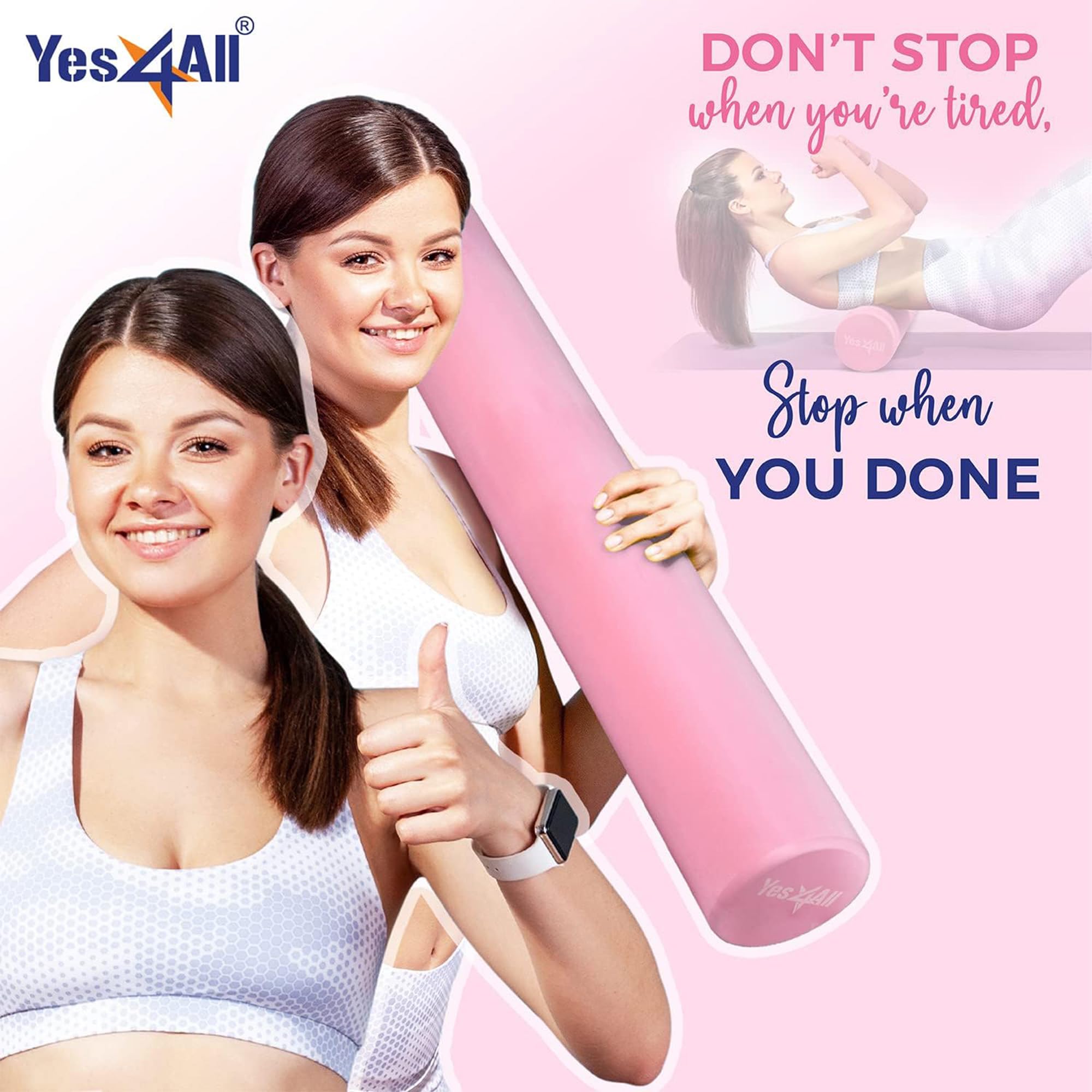 Yes4All EVA Firm Foam Roller for Back - Round Roller for Exercise, Yoga & Pilates 12/18/24/36 inch