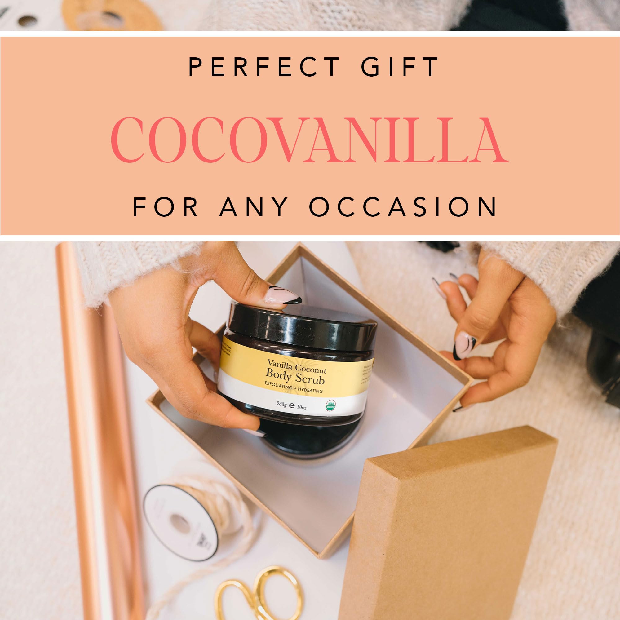 Organic Vanilla Coconut Body Scrub - USA Made Sugar Scrub