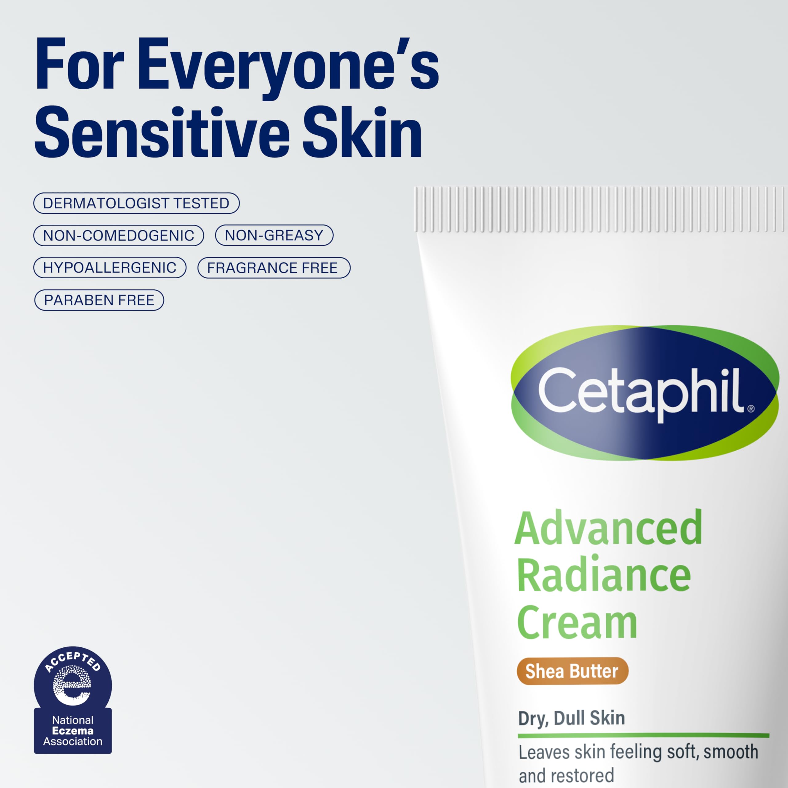Cetaphil Advanced Radiance Face Cream, Shea Butter, Fragrance Free, 6 oz