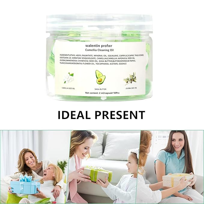 walentin profwr Cleansing Oil for Face, 30 Pcs Mini Moisturizing Camellia Seed Travel Size Deep Cleansing Oil, Portable Makeup Remover Oils, Gentle Cleaning Oils for All Skin Types