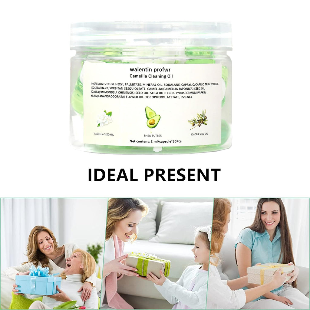walentin profwr Cleansing Oil for Face, 30 Pcs Mini Moisturizing Camellia Seed Travel Size Deep Cleansing Oil, Portable Makeup Remover Oils, Gentle Cleaning Oils for All Skin Types