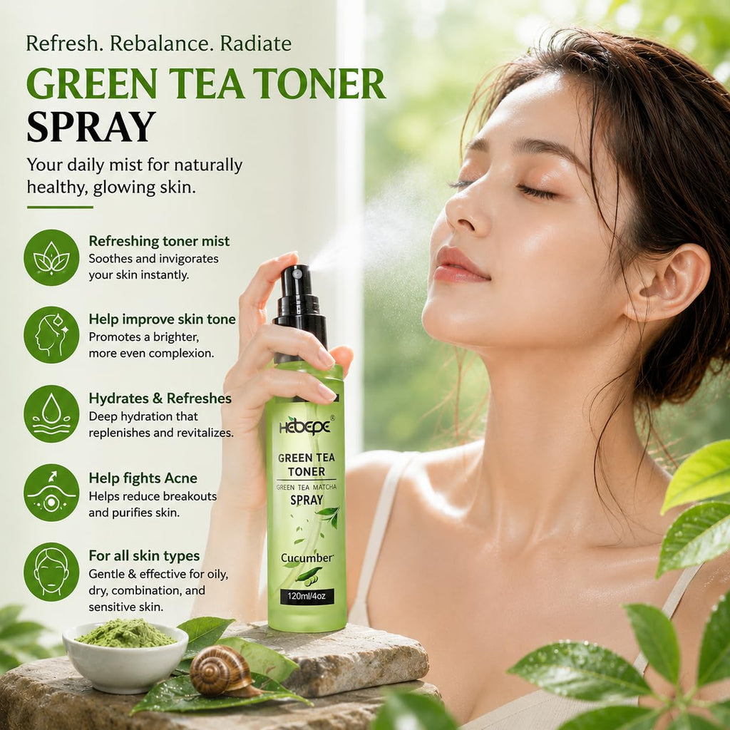 Hebepe Green Tea Matcha Facial Toner, Rose Petal, 120ml