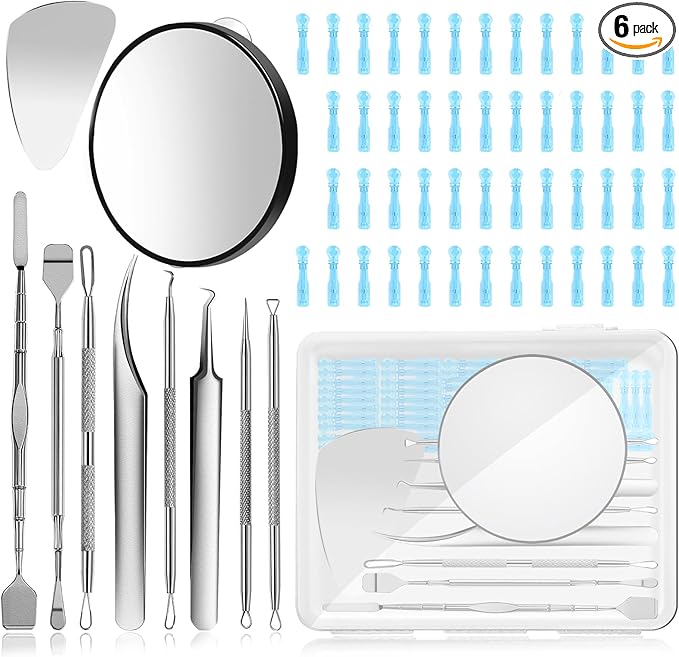 60PCS Dual Heads Blackhead Remover, Pimple Comedone Extractor, Acne Whitehead Blemish Removal Kit, Premium Stainless Steel Pimple Popper Tool kit, Risk Free for Face Skin, with Portable Box