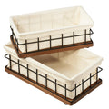 BAOBAB WORKSHOP Wooden Bathroom Basket Organizer & Storage, Toilet Paper Basket for Back of Toilet Tank Topper Tray, Paper Holder Basket for Bathroom Decor Box with Liners, Solid Wood & Wire, Set of 2