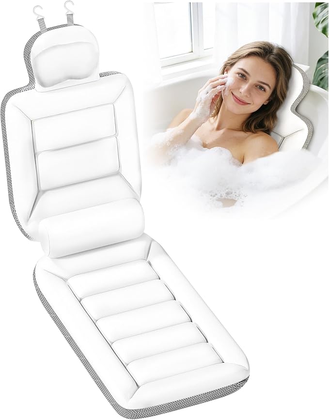 Full Body Bath Pillow for Bathtub, White 52" x 17"