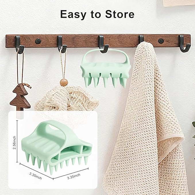 RHOS Shampoo Brush, Soft Silicone Scalp Scrubber, Scalp Massager for Wet & Dry Hair, Curved Vented Hair Scrubber for Dandruff Removal (Green)