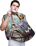 Romantic Paris Butterfly Eiffel Print Beard Bib Apron For Men, Beard Hair Catcher For Men Shaving Trimming,Beard Cape Cloth