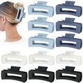 Sisiaipu Hair Clip, 4.1 Inch Large Square Hair Claws Clips 12 Pcs for Thick Hair - Blue, for Women and Girls