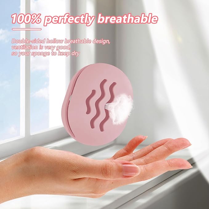 2PCS Makeup Sponge Holder Beauty Blender Bolder Makeup Sponge Case Breathable Make Up Sponge Case Essentials Suitable for Business or Travel（Pink+Gery）
