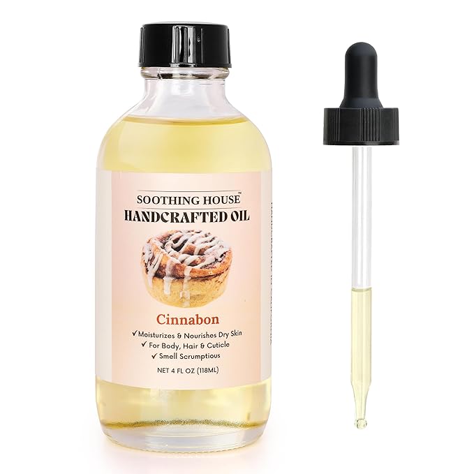 Soothing House Cinnabon Body Oil - Moisturizing Body Oil for Soft, Smooth, Radiant Glowing Skin (4 fl oz)