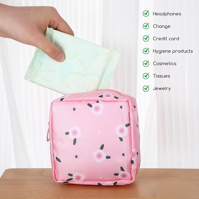4 Pcs Sanitary Napkin Storage Bags,Menstrual Pad Pouches Tampon Holder for Purse,Feminine Product Pouch Portable Period Bags for Teen Girls for School