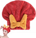 YUMINGUHC Microfiber Hair Drying Caps for Women Red