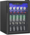 Stopsad 95 Can Freestanding Beverage Refrigerator, 2.6 Cu. Ft Drink Fridge with Clear View Door, Adjustable Shelves & Temperature Control, Quiet Compressor Small Refrigerator for Soda, Beer or Wine