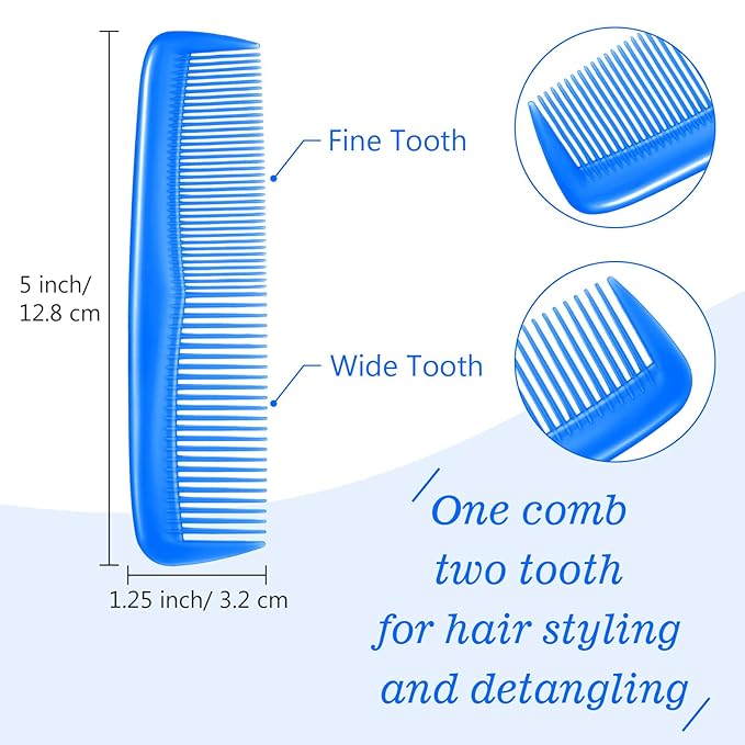 Leinuosen 12 Pieces Hair Combs Set Pocket Plastic Fine Tooth Dressing Comb for Women and Men, Peines Para Cabello(Blue)
