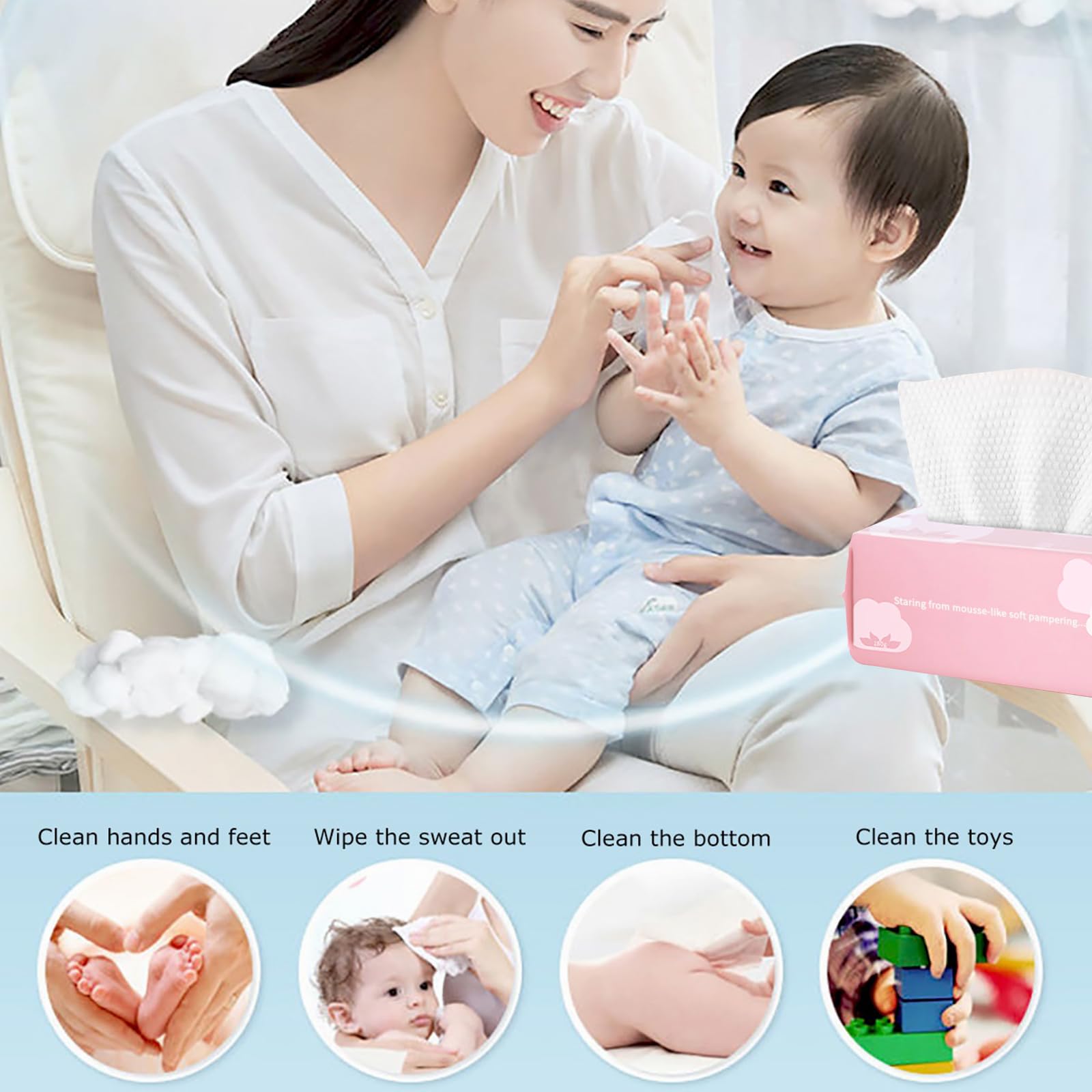 Cayxenful Disposable Face Towel Face Cloths for Washing Soft Cotton Dry Wipes Facial Cloths Towelettes for Washing and Drying, 100 Count Facial Tissue for Cleansing, Skincare and Makeup Remover