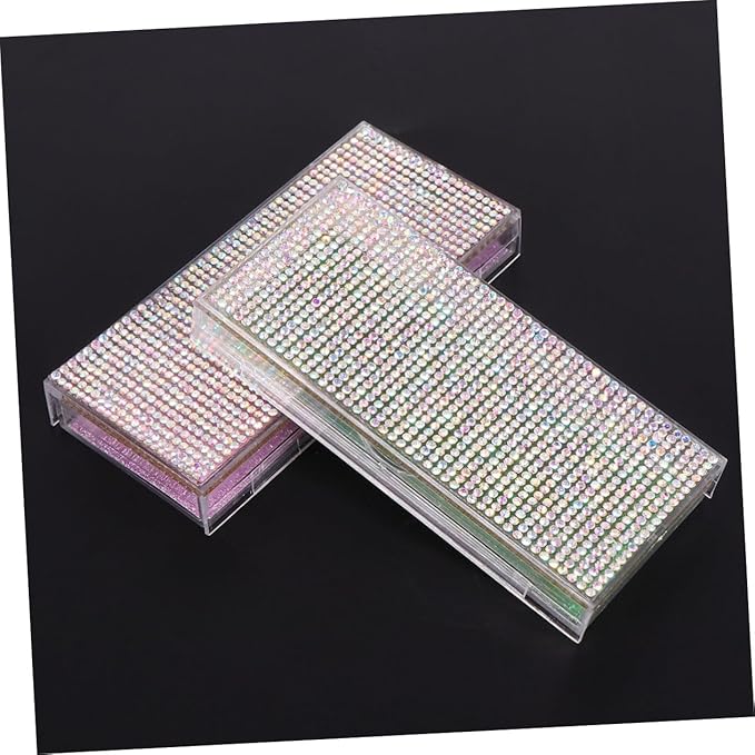 SOESFOUFU Shiny Eyelash Storage Case Set 2pcs Rhinestone Lash Containers Stylish Convenient