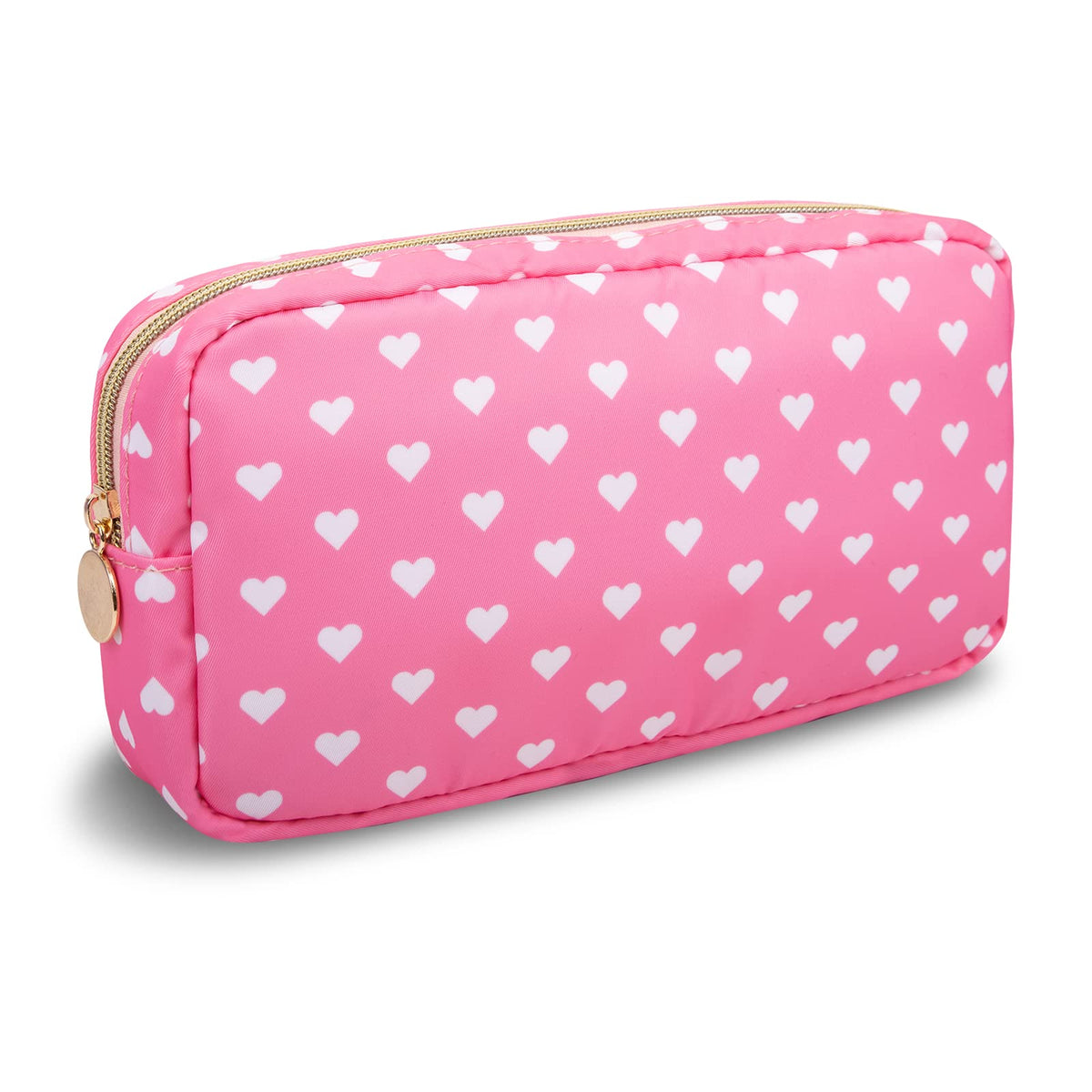 UIXIZQ Small Makeup Pouch for Purse, Nylon Travel Toiletry Storage Pouch Cute Preppy Cosmetic Bag for Women Girls, Waterproof Makeup Organizer Skincare Bag Purse with Zipper (Small-Cotton Candy)