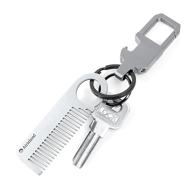 Airisland Stainless Steel Keychain Comb Small Pocket Comb Mini Anti-static Beard Mustache Comb 3.15 inches