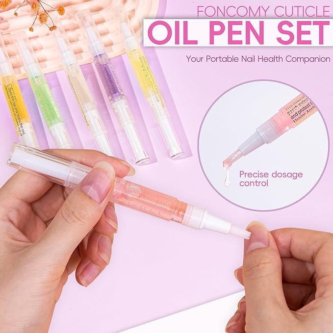 Foncomy 2PCS Cuticle Oil Pen for Nails,Nail Oil Pen for Nail Care,Cuticle Oil for Nails with Nail File,Nail Oil Cuticle Prevent Dry Cracking and Hangnails,Deep Nourishment(Lily & Aloe Flavor)