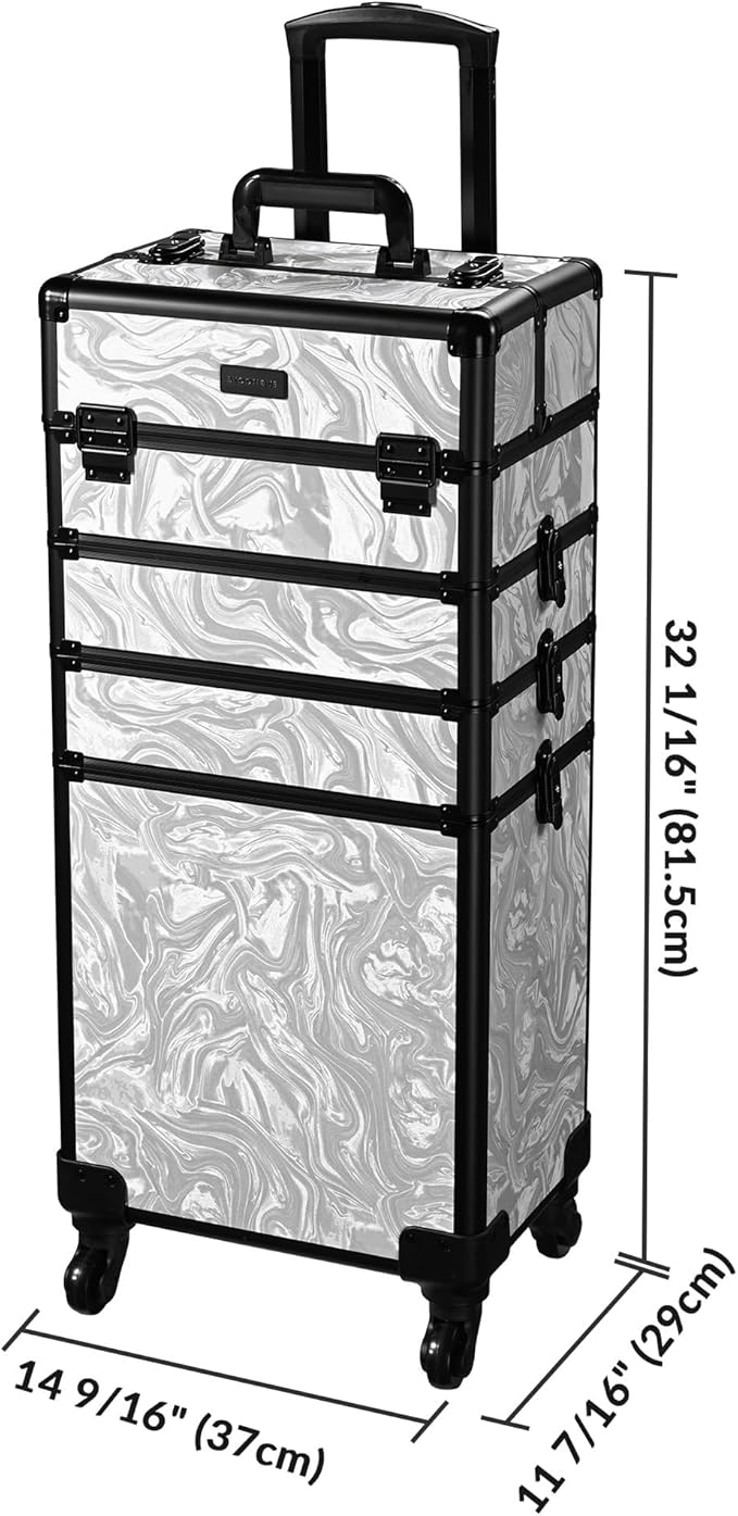 BYOOTIQUE 3-Piece Rolling Makeup Train Case on Wheels Travel Makeup Artist