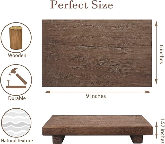 Wood Bathroom Tray Farmhouse Decor Kitchen Soap Holder, 9"x6" Walnut