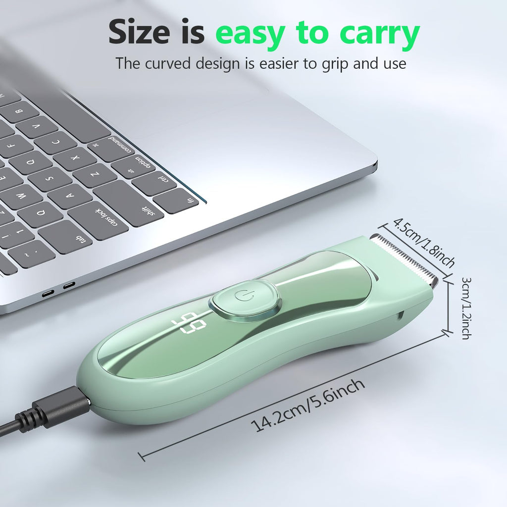 LAJCAEN Body Hair Trimmer with Ceramic Blade, Multipurpose Hair Trimmer with 3 Guide Combs for Boby Hair/Hair/Beard, Wet & Dry, Travel Lock, for Family Woman & Man, Green