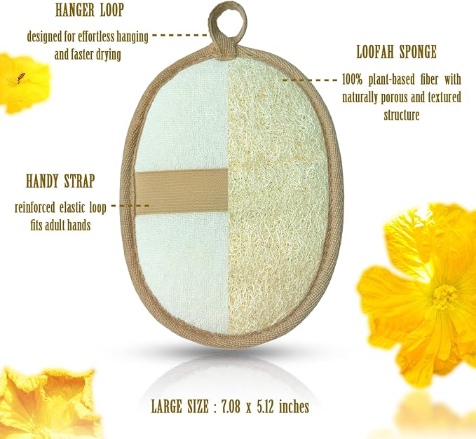 ReedChaCha Natural Loofah Sponge, Eco-Friendly Egyptian Luffa Sponge