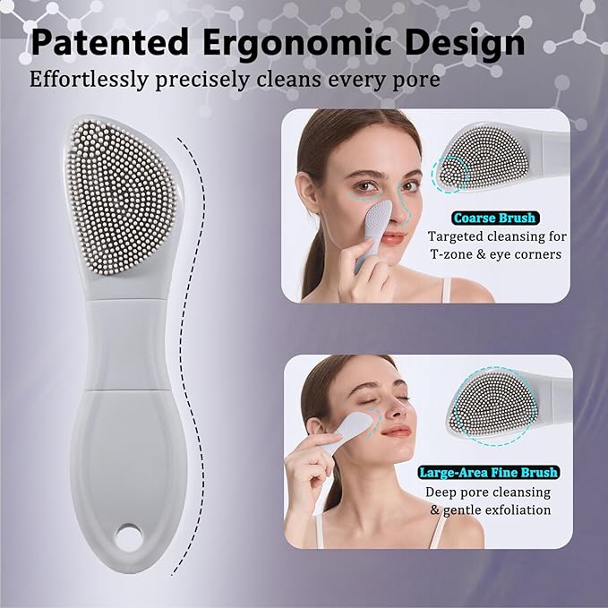 PeaKalo Silicone Face Scrubber Black Head Remover for Face- Appliances for Removing Make-up for Deep Cleansing Blackhead Remover Tools Face Spatula Makeup Removal Washing Brushes Pore Cleaner (Gray)