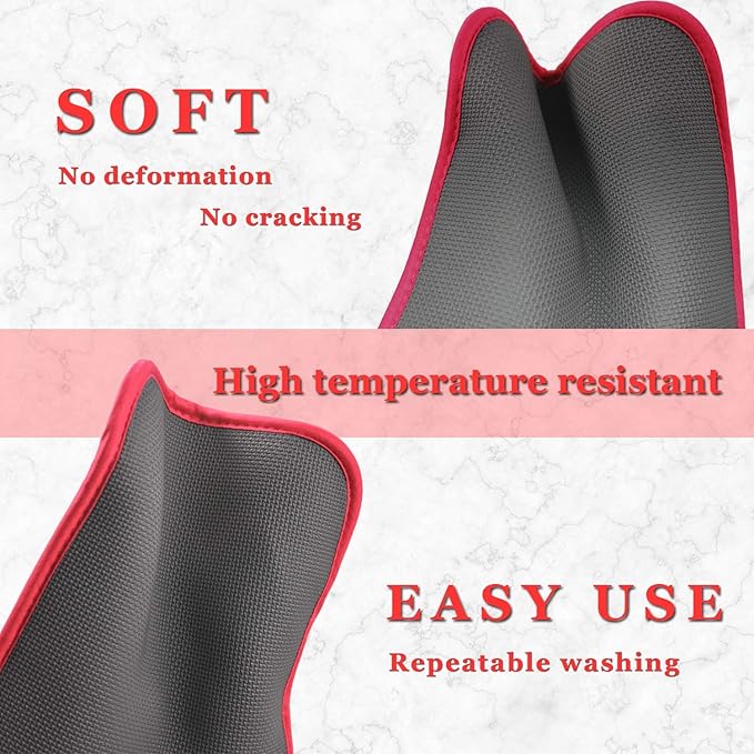 YEKOO 2Pcs Cotton and Neoprene Oven Pads Pot Holders with Pocket 8"x8.5" Dual-Function Hot Pad Set for Finger Hand Wrist Protection Heat Resistant to 428°F,Red