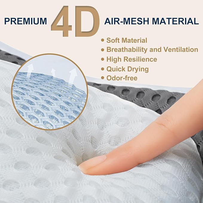 ZYIDBNG Bath Pillow for Tub Ergonomic Bear Shape Design Bath Pillow for Head and Neck Support SPA Gift Bathtub Pillow 4D Air-Mesh with 8 Suction Cups Washable Gray