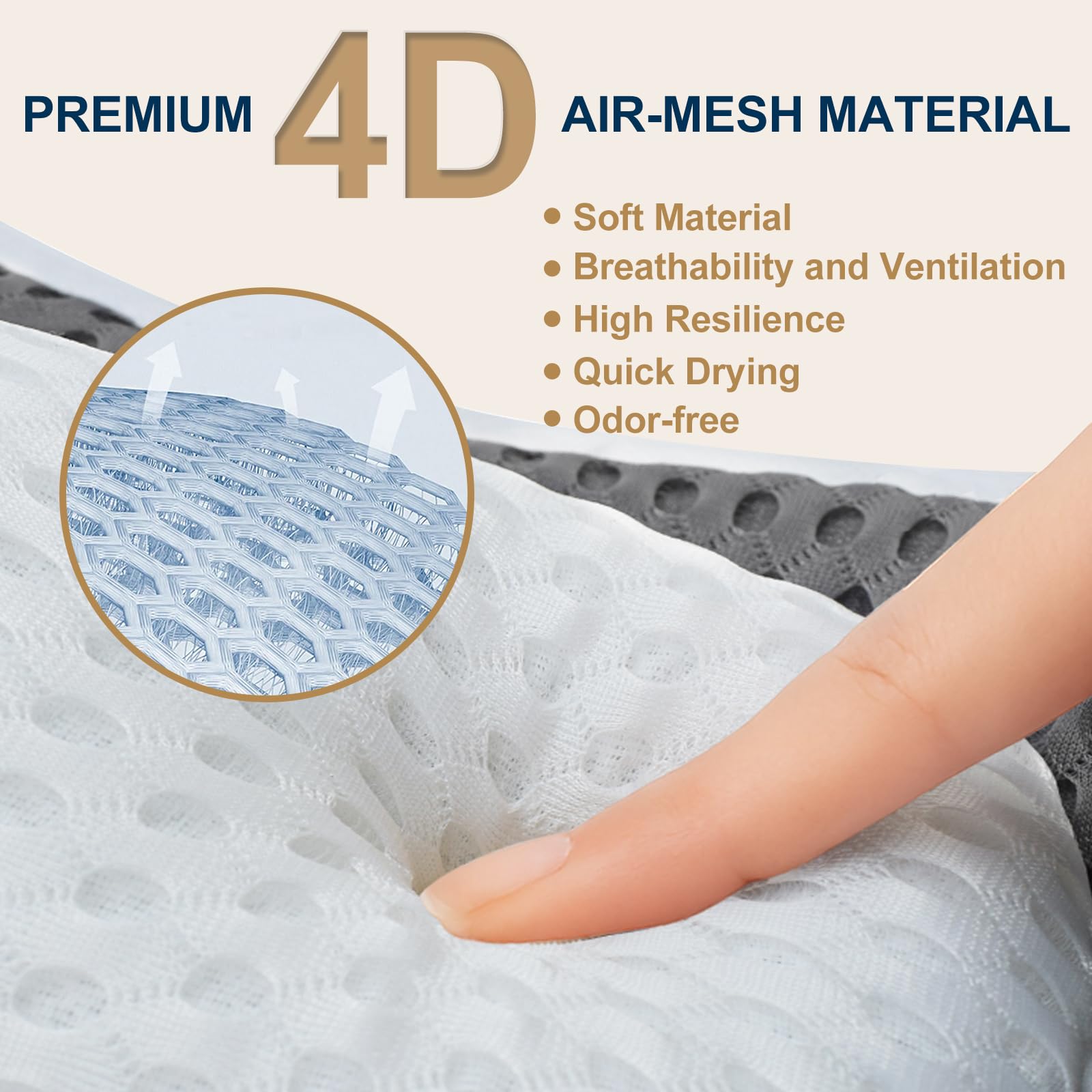 ZYIDBNG Bath Pillow for Tub Ergonomic Bear Shape Design Bath Pillow for Head and Neck Support SPA Gift Bathtub Pillow 4D Air-Mesh with 8 Suction Cups Washable Gray