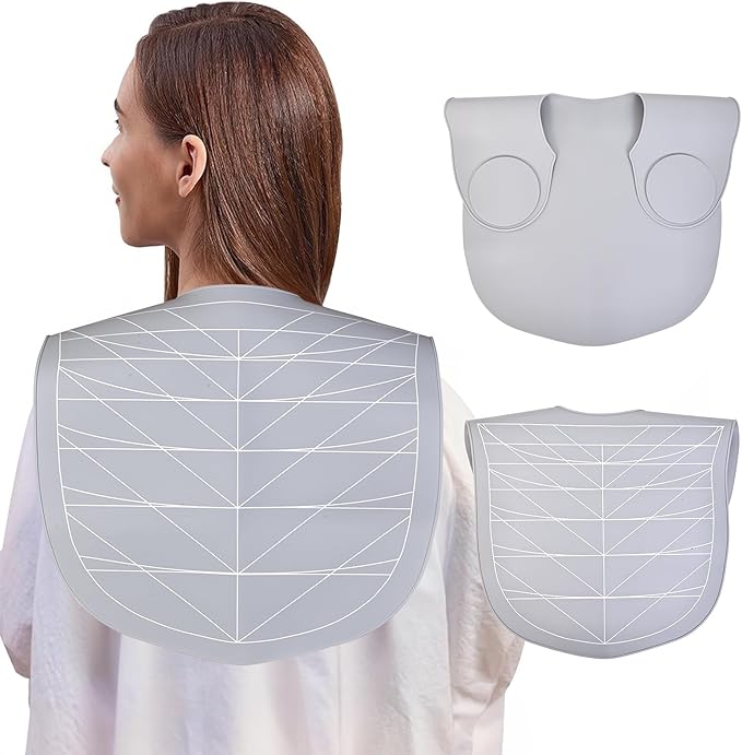 Professional Hair Cutting Cape with Geometric Grid Pattern, Longer Silicone Waterproof Cutting Mat,Neck Guide (Gray)