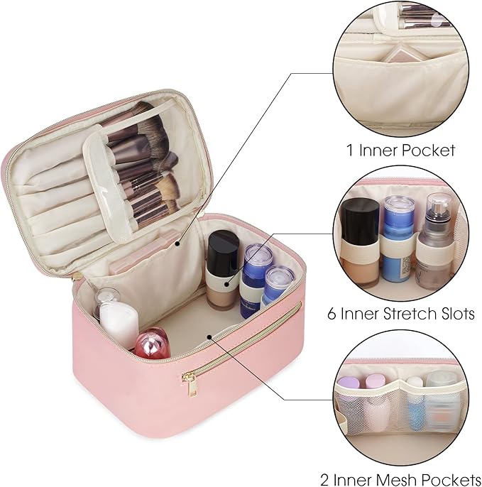 Wandering Nature Makeup Bag, Women Travel Make Up Vanity Case with Handle