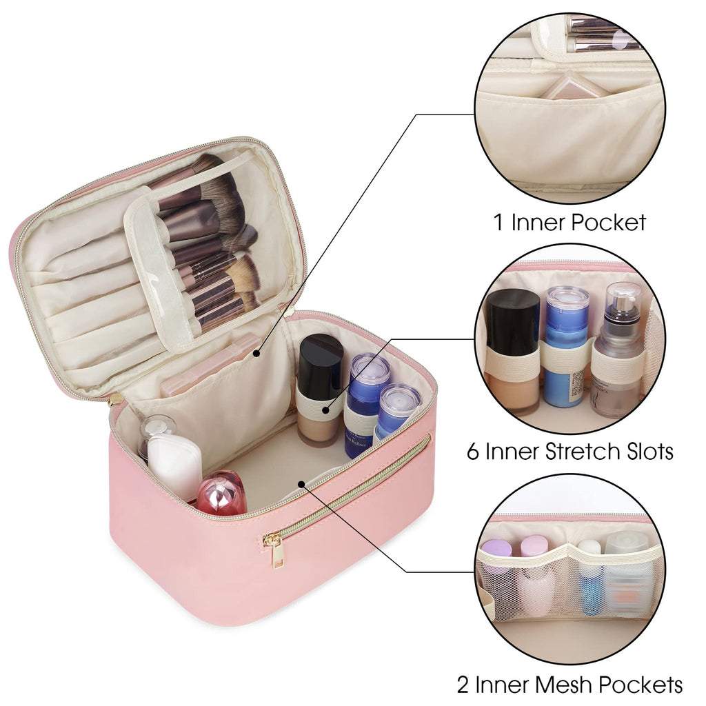 Wandering Nature Makeup Bag, Women Travel Make Up Vanity Case with Handle