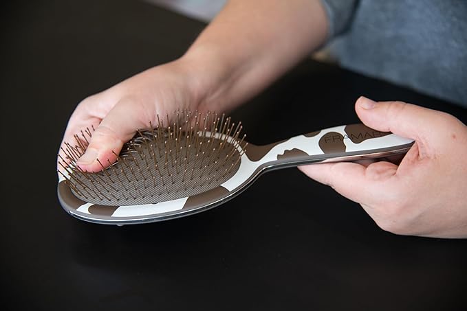 FRAMAR Cow Print Hair Brush Detangler, Detangling Hairbrush For Women, Wet Hair Brush For Girls, Wet Hairbrushes, Girls Hairbrush Detangler, Reduces Frizz - Cow Print