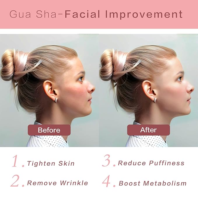 Gua Sha Facial Tools 2 Pack, Guasha Tool for Face & Eye Gua Sha Stone for Puffiness Reducing & Jawline Sculpting Face Stone Gua Sha Tools for Skin Care GuaSha Stone Tool, Pink and Green
