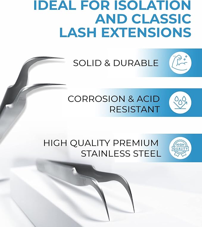 Stacy Lash STL-8 Curved Eyelash Extension Tweezers/Eyelashes Separator Tool/Supplies for Isolation Individual False Lashes, Volume & Classic Extensions/Precision Tools/Beauty Accessories