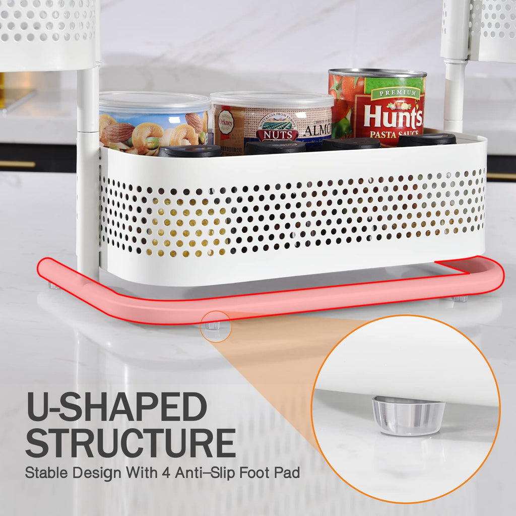 KINGRACK Metal Bathroom Counter Organizer，Rotating Countertop Storage Shelf | 3 Tier, Vanity Tray for Makeup & Skincare, Space-Saving Shelf for Bathroom, Kitchen, Baby Bottle Station, White