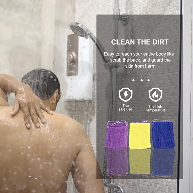 LIFKOME 3Pcs Exfoliating Back Washer Body Scrubber Shower Strap Gentle Skin Brush for Men Women Exfoliation Comfortable Bathing Experience for Deep Cleaning