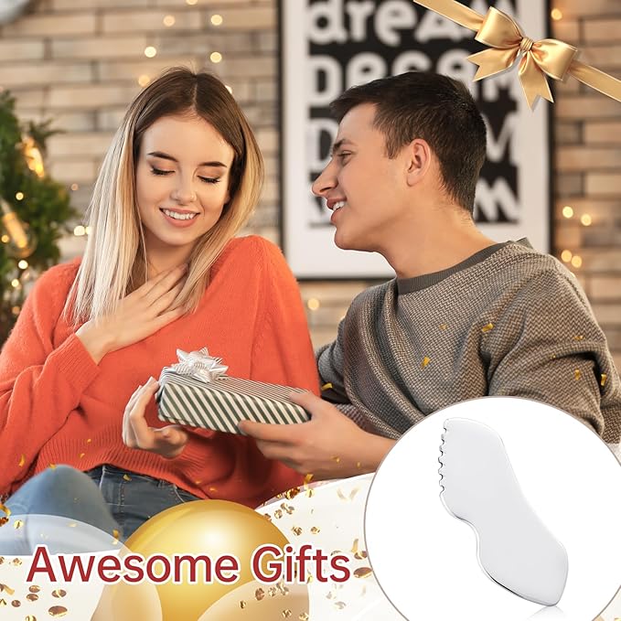 FSwsawX Stainless Steel Gua Sha Facial Tools, Face Comb & Massager Metal Gua sha Tool for Blood Circulation & Lymphatic Drainage, Body and Face Gua Sha Stone for Tighten Skin