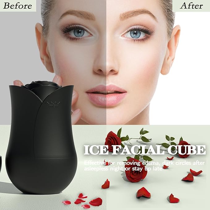 Xkmiess Ice Roller For Face，Cryo Cube Ice Roller For Facial And Eye,Skincare Tools,For Relieving Facial Edema, Shrinking Pores, And Lifting And Firming The Skin (Black)