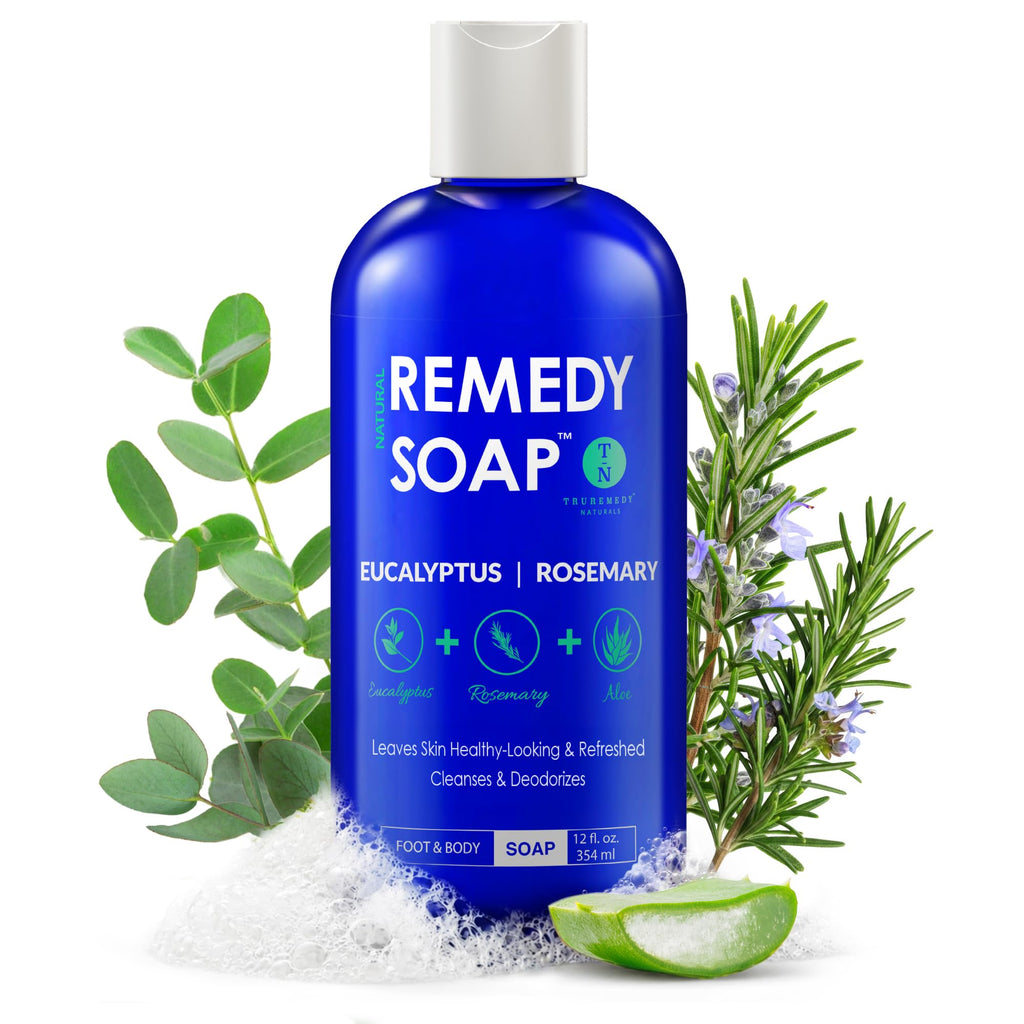 Truremedy Naturals Eucalyptus Rosemary Body Wash - Refreshing & Hydrating Shower Gel for Men and Women – Plant-Based Cleanser - Organic Eucalyptus, Rosemary, Jojoba, Aloe - 12oz