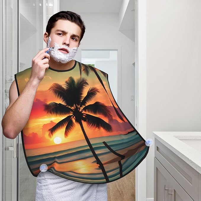 Underwater Scenery Print Beard Bib Shaving Apron, Beard Hair Trimming Cape Gift For Dad