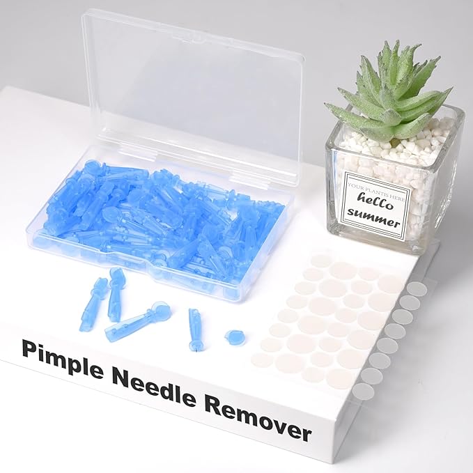 Sterile Pimple Needles, 100 Pcs Disposable Acne Needles and 144 Dots Acne Pimple Stickers - Effective Blemish & Blackhead Removal Tools for Clear Skin