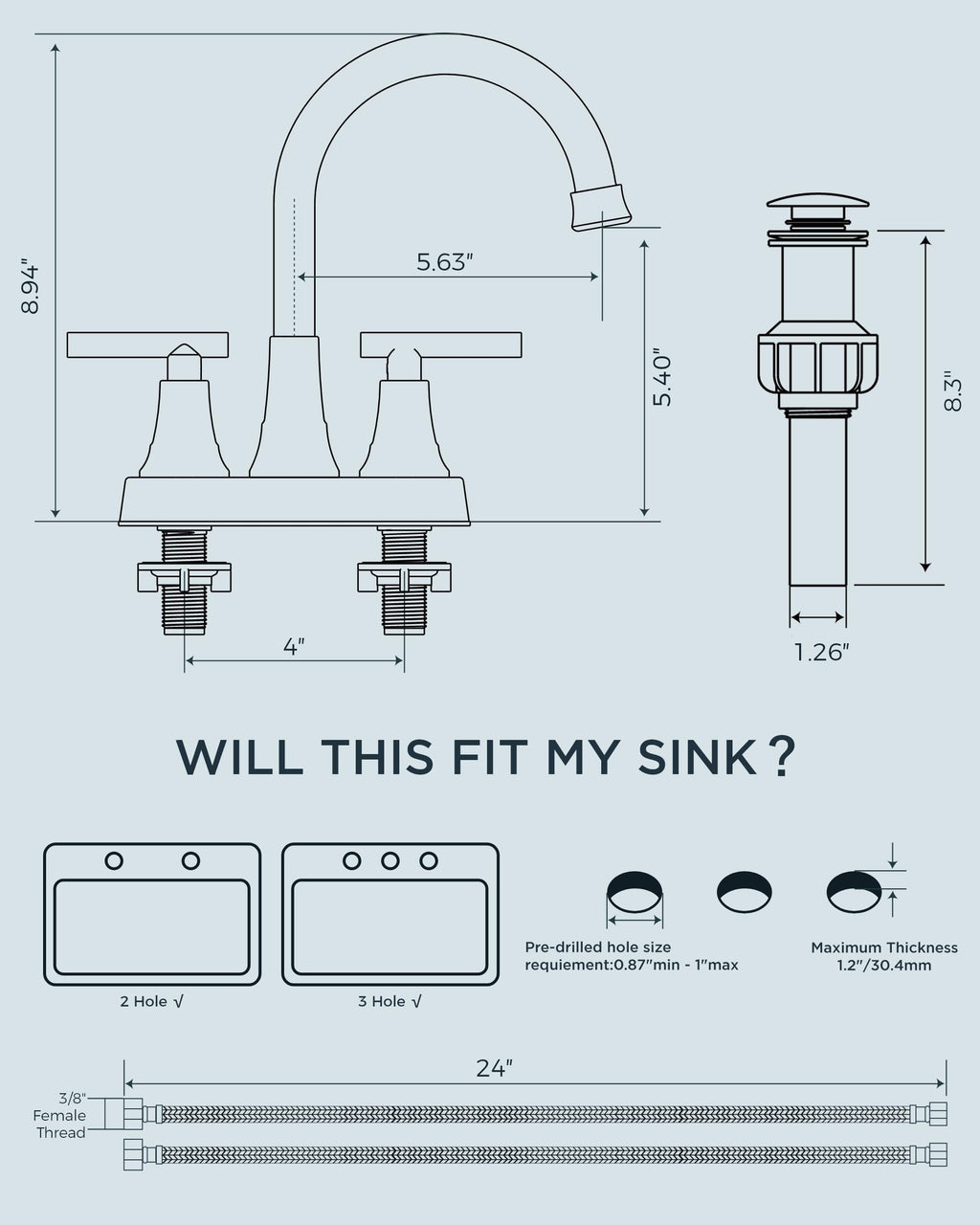 FORIOUS Brushed Gold Bathroom Faucets, 4 Inch Centerset Vanity Faucet Gold
