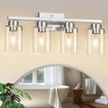 IZORRO Bathroom Light Fixtures, Modern Vanity Lights, Bathroom Lighting Fixtures Over Mirror with Clear Glass Shade, Wall Sconce for Living Room Cabinet Bedroom (Matte Black, 5-Light)