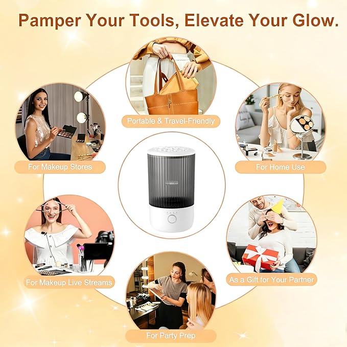 Luslife Electric Makeup Brush Cleaning Machine, Multi Functional Integrated Makeup Brushes Cleaner, One Click Start, Suitable for Various Makeup Brushes & Tools