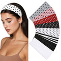 Huachi Polka Dot Headbands for Women Non Slip 16 Pack Elastic Sports Hair Bands for Women, Soft Cotton Cloth Headband for Workout Yoga Fashion Hair Accessories
