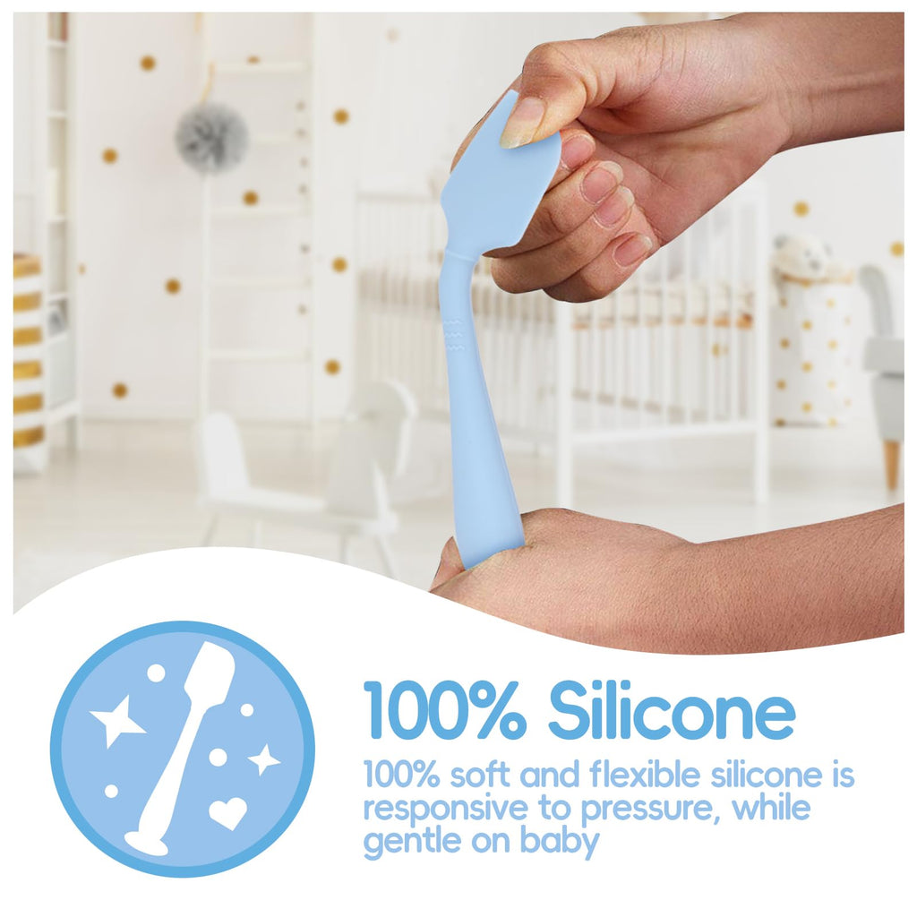 2 Pack Diaper Cream Spatula With Hygienic Travel Case, Baby Butt Paste Applicator With Suction Base, Soft Silicone Diaper Rash Cream Applicator Large Size (Blue & Brown)