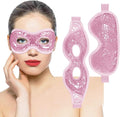 Ruzzut Cooling Gel Eye Mask, 2 PCS Reusable Eye Pad & Cool Compress for for Puffiness & Swelling, Cold Pack with Plush Backing for Migraine & Stress Relief, Pink